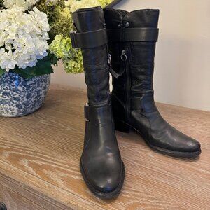 Vera Wang Lavender Cameron black leather boots mid calf 7M (37.5)